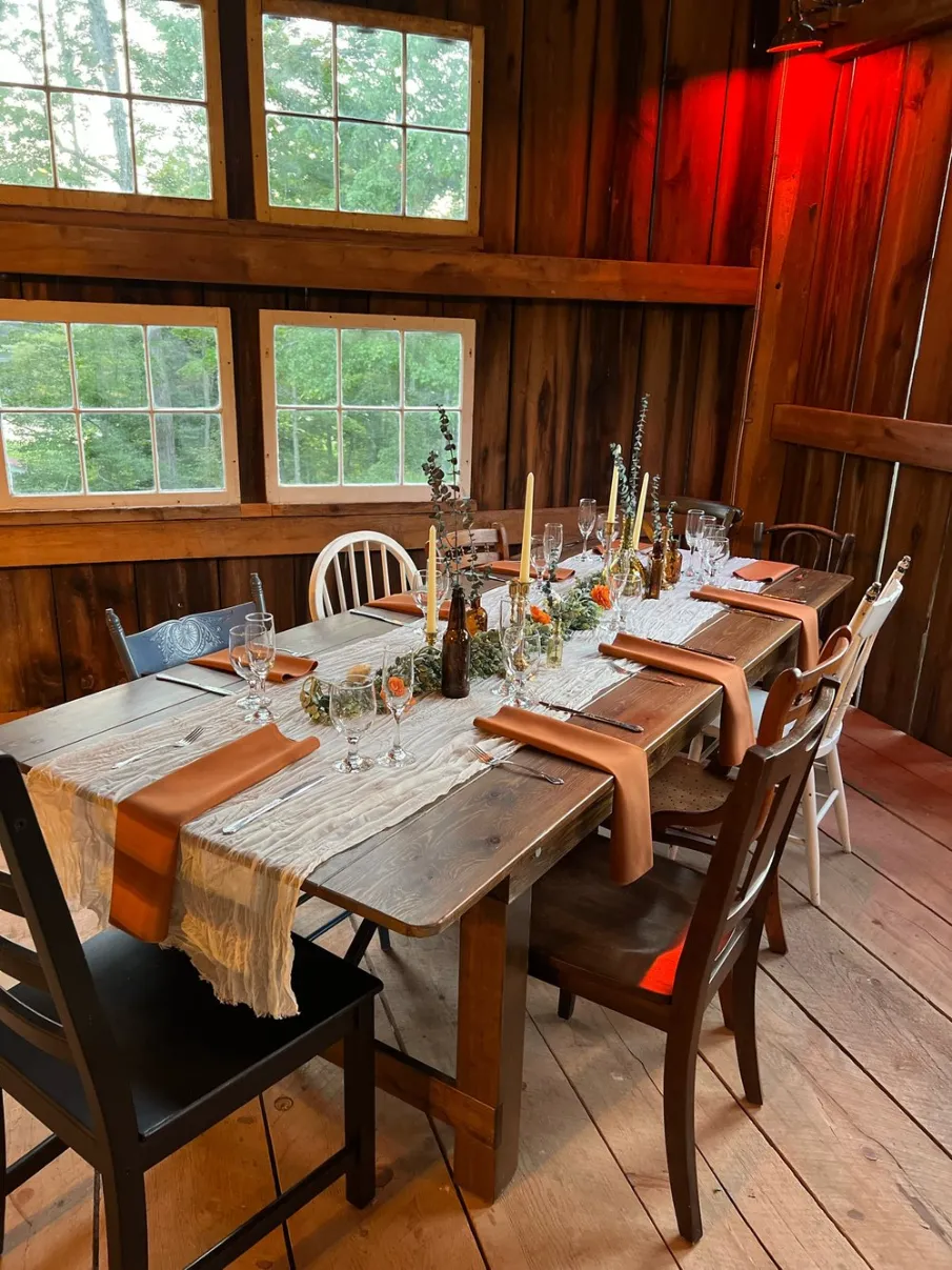 cute table with mismatched chairs at old carter barn